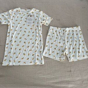 NWT Brave Little Ones Bamboo Ribbed Lemon Short Sleeve & Shorts Pajama Set